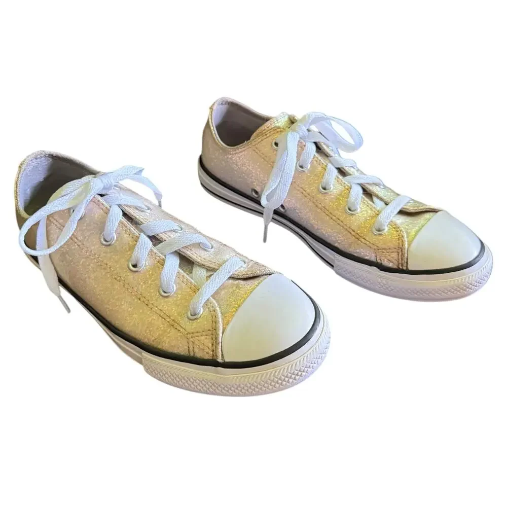 Converse All Star Patent Leather Glitter Lace Up Shoes Size 3